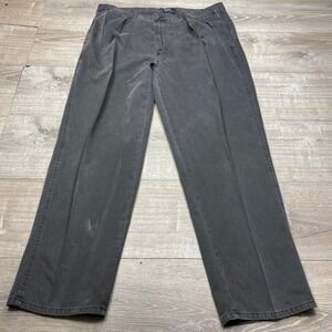 Polo Ralph Lauren Chino Pants Mens 42x30 Black Pleated Cotton USA Casual Work